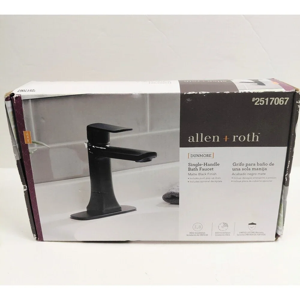 Allen + Roth Dunmore Matte Black Single Handle 1-Handle Bath Faucet *New*